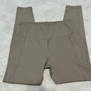Avia Women's Size Large (12-14) Beige Athletic Leggings Two Pockets Full Length